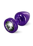 Фиолетовая пробка с черным кристаллом ANNI round Purple T1 Black Diamond - 6 см.