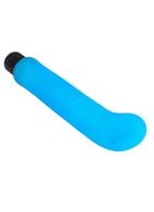 Голубой вибромассажер XL G-Spot Softees с загнутым кончиком (16,2 см)
