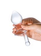 Прозрачный стеклянный анальный плаг с ручкой Glass Juicer (12,7 см)
