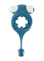 Синее эрекционное виброкольцо Infinity Vibrating Cockring with Dangling Ball