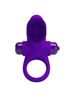 Фиолетовое эрекционное виброкольцо в клиторальной щеточкой Vibrant Penis Ring II