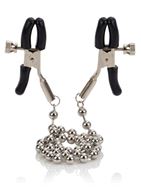 Цепь с зажимами для сосков Silver Beaded Nipple Clamps