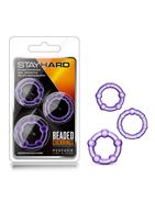 Набор из 3 фиолетовых эрекционных колец Stay Hard Beaded Cockrings