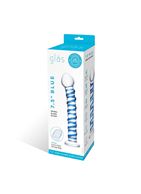 Стеклянный фаллоимитатор с голубой внешней спиралью Blue Spiral (18,5 см)