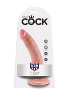 Телесный фаллоимитатор 7" King Cock на присоске (17,8 см)