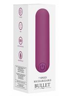 Фиолетовая перезаряжаемая вибропуля 7 Speed Rechargeable Bullet (7,7 см)