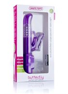 Фиолетовый вибратор Hi-Tech Butterfly с клиторальной бабочкой (22,8 см)