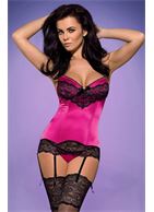 Малиновый корсаж с черным кружевом Roseberry