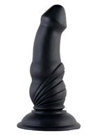 Чёрная анальная втулка-фаллос - 13,5 см.