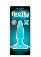 Голубая анальная пробка, светящаяся в темноте, Firefly Pleasure Plug Mini - 8,1 см.