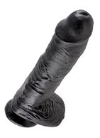 Реалистичный чёрный фаллоимитатор-гигант 10" Cock With Balls (25,4 см)