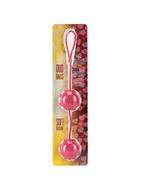 Красные вагинальные шарики с сердечками DUO BALLS (3,5 см)