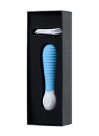 Голубой мини-вибратор MINI 2 с ребрами (11,8 см)