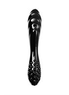 Черный двусторонний фаллоимитатор Dazzling Crystal 1 (18,5 см)