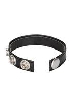 Черная кожаная утяжка для пениса Leather 3-Snap Ring