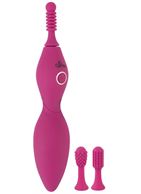 Ярко-розовый клиторальный вибратор с 3 насадками Spot Vibrator with 3 Tips (17,9 см)