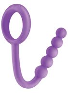 Фиолетовое эрекционное кольцо Ball Cinch with Anal Bead с анальной цепочкой