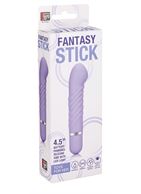 Фиолетовый мини-вибратор с увеличенной головкой и рёбрами NEON FANTASY STICK PURPLE - 11 см.
