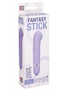 Фиолетовый мини-вибратор с увеличенной головкой и рёбрами NEON FANTASY STICK PURPLE - 11 см.