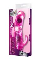 Розовый вибратор LIGHT UP с подсветкой и 2 моторами (17 см)
