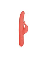 Оранжевый водонепроницаемый силиконовый вибратор Posh 10-Function Silicone Teasing Tickler - 20 см.