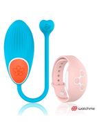 Голубое виброяйцо с нежно-розовым пультом-часами Wearwatch Egg Wireless Watchme