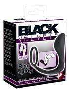 Чёрное эрекционное кольцо с анальной пробкой Black Velvets Ring Plug