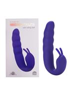 Фиолетовый вибратор Ribbed Dual Stimulator with Rolling Ball (17 см)