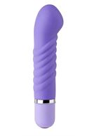 Фиолетовый мини-вибратор с увеличенной головкой и рёбрами NEON FANTASY STICK PURPLE - 11 см.