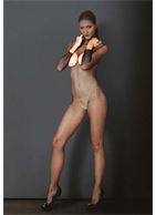Чулок-сетка на все тело с вырезами HOODED FISHNET BODYSTOCKING