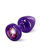 Фиолетовая пробка ANNI round Purple T1 Fuschia с малиновым кристаллом - 6 см.