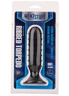 Чёрный силиконовый анальный массажер MENZSTUFF - RIBBED TORPEDO DONG (13 см)