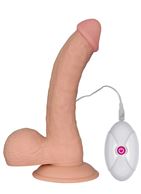 Телесный вибратор Ultra Soft Dude 8.8 с пультом управления (20 см)
