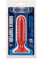 Красный ребристый анальный массажер MENZSTUFF - RIBBED TORPEDO PLUG (13 см)