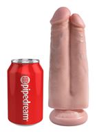 Телесный сдвоенный поясной страпон Strap-On Harness with 7" Two Cocks One Hole (19,1 см)