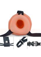 Телесный универсальный полый страпон Unisex Hollow Strap On - 17 см.