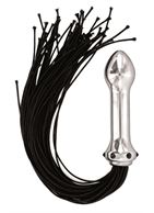 Анальная пробка WHIP DILDO с хвостами из чёрной верёвки