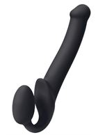 Черный безремневой страпон Silicone Bendable Strap-On L