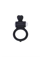 Чёрное виброкольцо для пениса Power Heart Clit Cockring