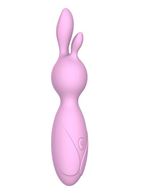 Розовый мини-вибратор Emily с ушками - 16 см.