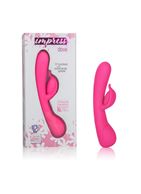 Розовый вибромассажер Impress Dove со стимуляцией клитора - 18 см.