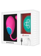 Розовое виброяйцо с зеленым пультом-часами Wearwatch Egg Wireless Watchme