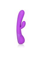 Фиолетовый вибромассажер Impress “g” со стимуляцией клитора - 18 см.