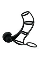 Чёрная вибронасадка Beginners Silicone Power Cage - 12 см. 
