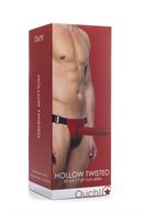 Красный полый страпон Hollow Twisted Strap On - 20 см.