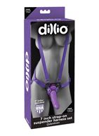 Фиолетовая страпон-система 7 Strap-On Suspender Harness Set с реалистичной насадкой - 19 см.