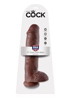 Коричневый фалоимитатор-гигант на присоске 11 Cock with Balls (28 см)