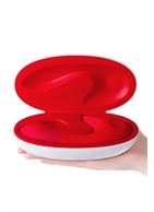 Красный вибратор Sense Vibe Warm с клиторальным отростком (16 см)