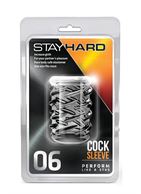 Прозрачная насадка с объёмными чёрточками STAY HARD COCK SLEEVE 06 CLEAR