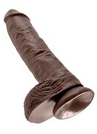 Большой коричневый фаллоимитатор с мошонкой 10" Cock with Balls на присоске (25,4 см)